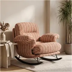 HOMER DESIGN - Sillón Mecedor Reclinable Amélie Chenilla Con Respaldo Alto
