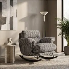 HOMER DESIGN - Sillón Mecedor Reclinable Amélie Chenilla Con Respaldo Alto