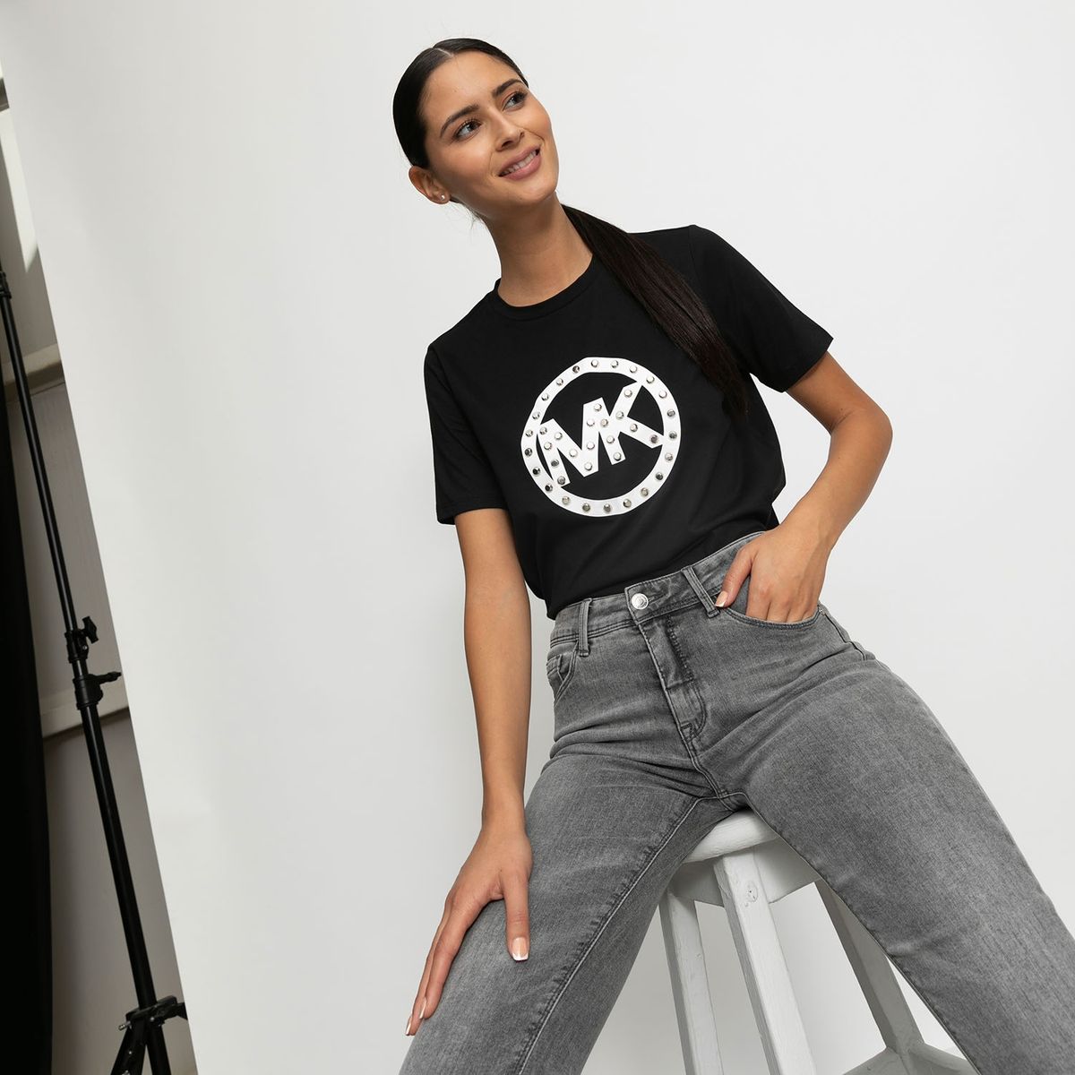 MICHAEL KORS - Michael Kors Polera Manga Corta Algodón Mujer