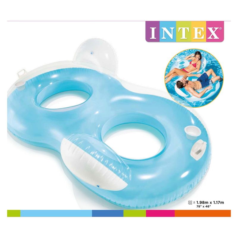 INTEX - Sillon Doble Con Respaldo P/Piscina 198 X 117 Cm Intex