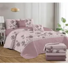 GENERICO - Juego Cubrecama Quilt + Sábanas de Verano 1,5 Plazas Rs-01