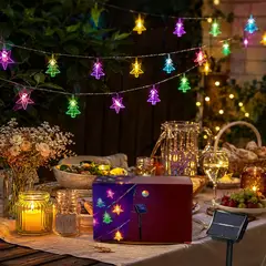 DOPA - Guirnalda Solar Navideña 20 Led Multicolor Estrellas Y Árbol