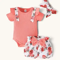 CHINA - Conjunto De Body Manga Corta Lila + Calzon Y Diadema Para Niñas Primavera Verano