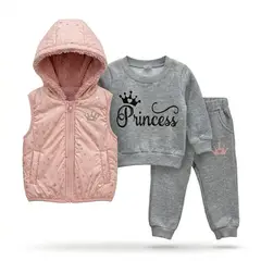 CHINA - Conjunto De Buzo + Poleron Manga Larga Forraditos Y Chalecho Para Niñas Otoño Invierno