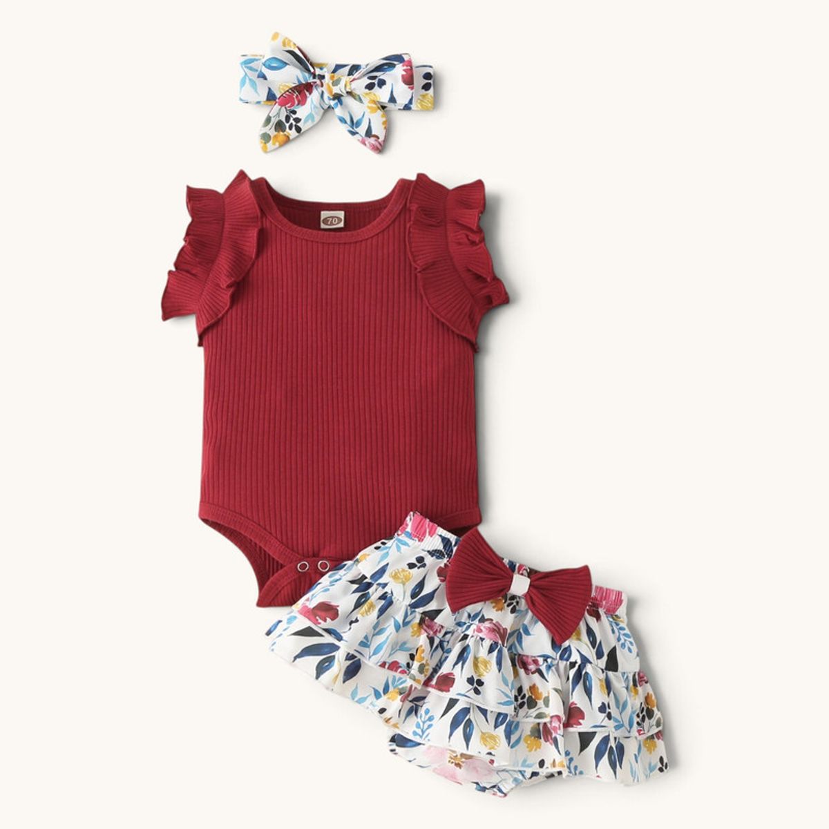 CHINA - Conjunto De Body Manga Corta + Calzon Y Diadema Para Niñas Primavera Verano