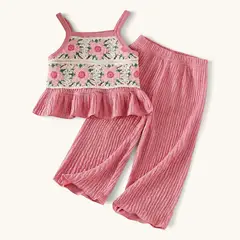 CHINA - Conjunto De Top Con Tirantes + Pantalon Para Niñas Primavera Verano