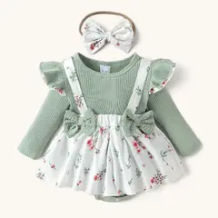 CHINA - Conjunto De Body Vestido Manga Larga + Diadema Para Niñas Primavera Verano