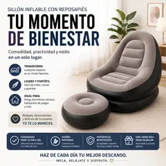 MOVI - Sofá Sillón Inflable Con Apoyapiés Terciopelo Suave Living Terraza Camping
