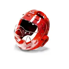 DAEDO - CABEZAL CON MICA TAEKWONDO WT OFICIAL ROJO