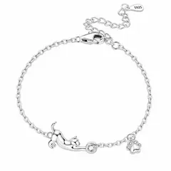 LK LUKSO - Pulsera de Gato y Huellita en Plata Ley 925