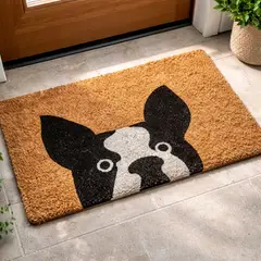 MORLAN - Tapete Limpia Pies Personalizado Fibra De Coco Bulldog Francés 60x40