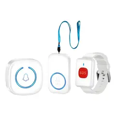GENERICO - Kit de Alarma SOS Inalámbrico para Adultos Mayores con 2 Botones de Pánico y Alerta Sonora BELUG