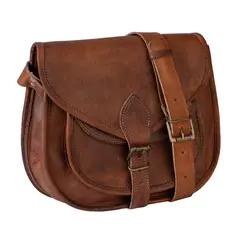 FRANZ MOSSI - Bolso bandolera de cuero natural, Cartera, café rustico. Vintage