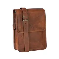 FRANZ MOSSI - Bolso Bandolera de Cuero Natural. Grande, Café vintage. Siena,
