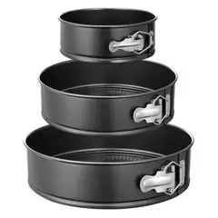 GENERICO - Juego de Tres Moldes Redondos Desmontables de Color Negro Antiadherentes para Pasteles