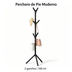 GENERICO - Perchero de pie metálico para ropa y accesorios negro