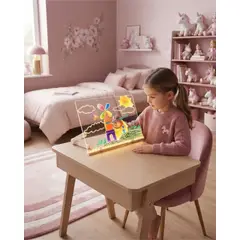 MYLHOGAR - Tablero Pizarra LED Acrílica Transparente 23x23 cm con Luz