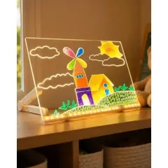 MYLHOGAR - Tablero Acrílico Transparente con Luz LED 23x23 cm
