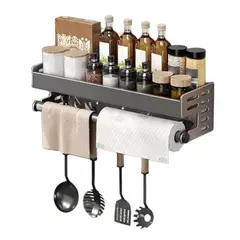 ATURE - Organizador De Cocina De Pared 3 En 1 Con Estante Negro