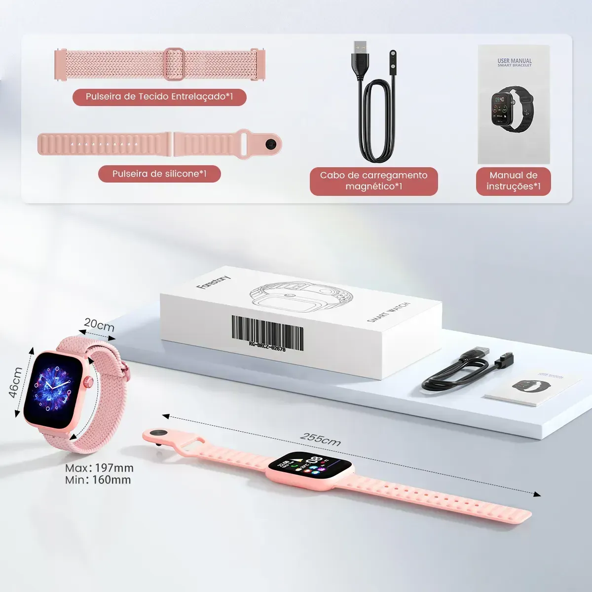 BLUEDREAMER - Reloj inteligente con pantalla de 1,83"  soporte deportivo, compatible con Android e iOS, incluye 2