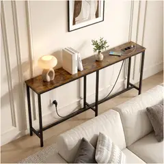 HOMER DESIGN - Mesa Lateral Con Enchufe Aveline Para Sofá Y Carga Usb