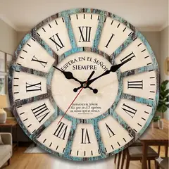 GENERICO - Reloj de Pared Análogo Rústico Vintage Retro Números Romanos