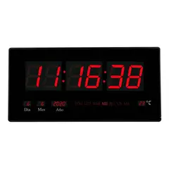 GENERICO - Reloj Digital pared Luz Led Hora Fecha Temperatura Estructura Negro