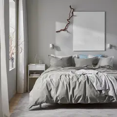 IKEA - Funda plumón con funda almohada ÄNGSLILJA, gris, 150x200/50x60 cm