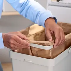 IKEA - Basurero con tapa HÅLLBAR, gris claro, 10 l