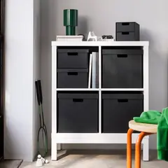 IKEA - FJÄDERHARV caja+tapa 25x35x16 gris oscuro