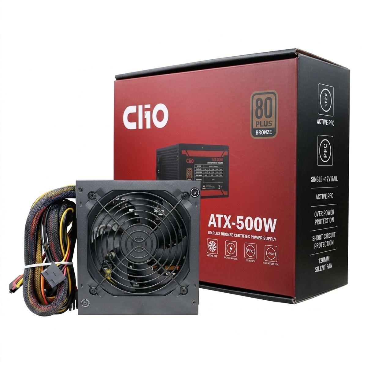 CLIO - Fuente De Poder Clio  Atx-500w 80 Plus Bronze Color Negro