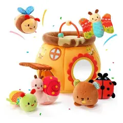 JM IMPORT - Juguete Sensorial Bebe Tarro Miel Bichitos Felpa Montessori Multicolor
