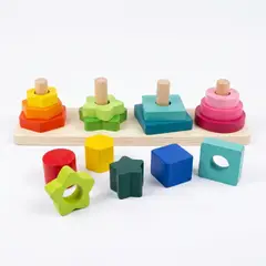 GENERICO - Juego Didactico Madera Encaje Geometrico Montessori 16pz Multicolor