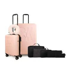 GENERICO - Pack 2 Maleta S+L Soho rosada + Almohada + 6 organizadores de viaje DKNY