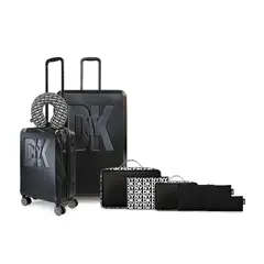 GENERICO - Pack 2 Maleta S+L Soho negra + Almohada + 6 organizadores de viaje DKNY