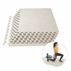 OVERFIT - Piso Goma Eva Alfombra Deportiva Gimansio 12mm 60x60cm X8 unidades Color Beige