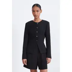 NICOPOLY - Blazer Peplum Botones Negro Mujer