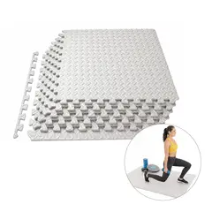 OVERFIT - Piso Goma Eva Alfombra Deportiva Gimansio 12mm 60x60cm X8 unidades Color Gris
