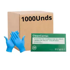 CLEANCARRIER - Guantes Vinilo Azul Talla L Pack X 1000 Uds.
