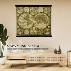 GENERICO - Mapa Mundi Vintage Craquelado Ideal Decoración 105 X 120 cm
