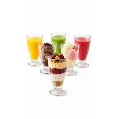GENERICO - Set 6 Copas Vidrio 300ml Cristal Vaso Postre Batido Cerveza