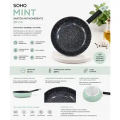 KITCHENWARE - Sarten Antiadherente Con revestimiento Cerámico 20cm Soho Mint
