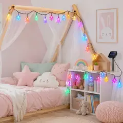DOPA - Guirnalda Solar 4m 20led Multicolor Árboles Y Copos De Nieve