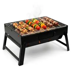 IRM - Parrillera BBQ Carbon Portatil Plegable TL-353 Acero Asado Camping Jardin Playa Hogar Exterior