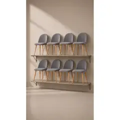 GENERICO - Pack de 8 Sillas Nordic Velvet Felpa de Comedor - Gris