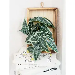 GENERICO - Cuadro De Madera Con Planta Artificial Decoración De Pared Alocasia