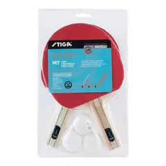 STIGA - SET TENIS DE MESA SASSY 2 PALETAS - 3 PELOTAS - 1 RED
