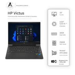 HP - Notebook Victus 016 I5 11th 16GB 256GB RTX 3050 Edición Exclusiva Win Office Rea.