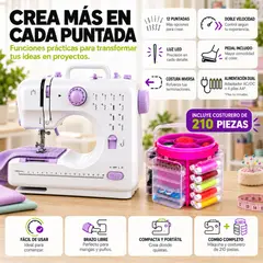 MOVI - Kit de Costura Máquina de coser + Costurero 210 piezas