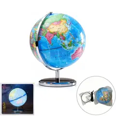 MOONCORE - Lampara Globo Terraqueo Con Soporte Metalico 27 Cm Con Luces